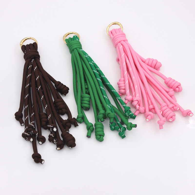 Green Colorful Braided Knot Keychain