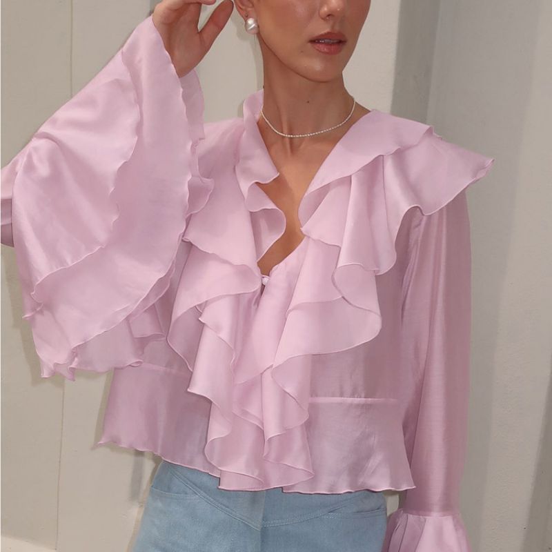 Camisa Con Cuello Con Volantes