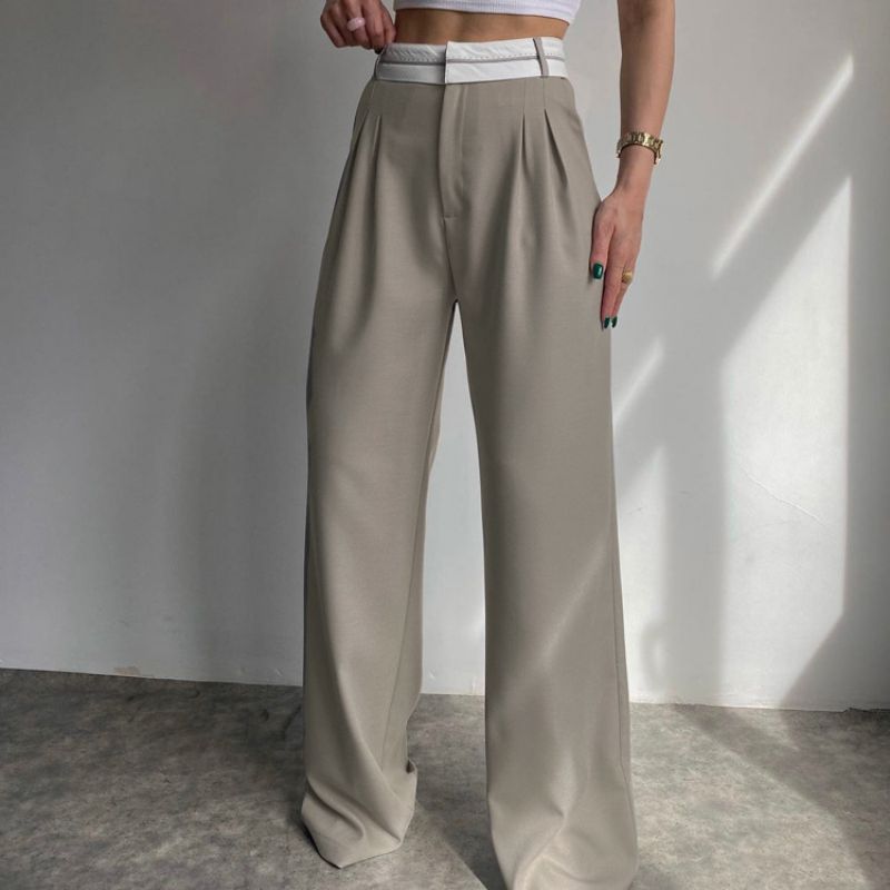 Pantalones Rectos De Poliéster