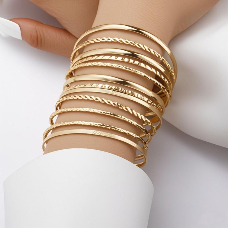 Conjunto De Pulseras Redondas De Aleación
