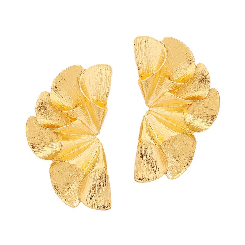 Pendientes De Flores Plisadas De Metal