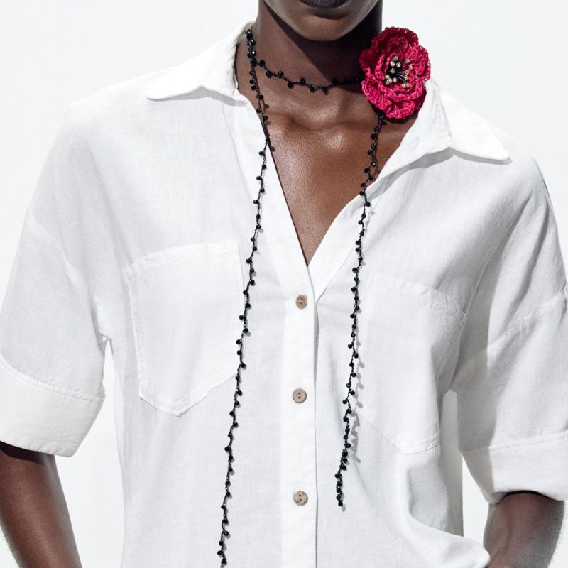 Collar De Punto Con Lazo De Rosa Y Diamantes Multicapa