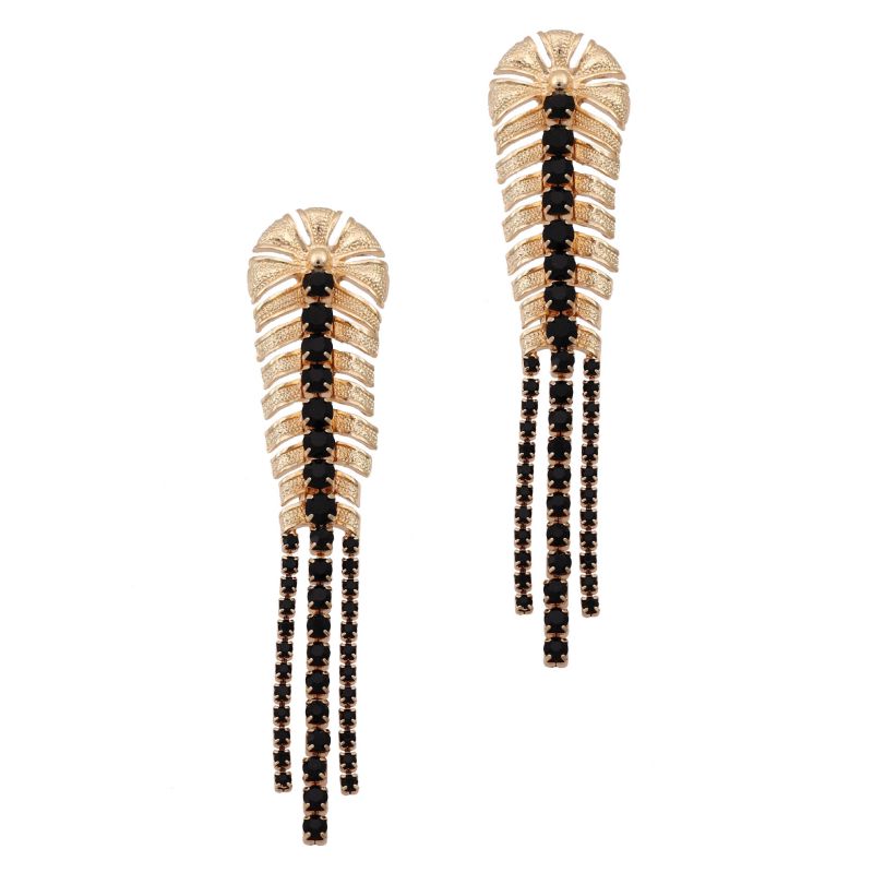 Pendientes De Hoja Con Borlas De Diamantes De Aleación