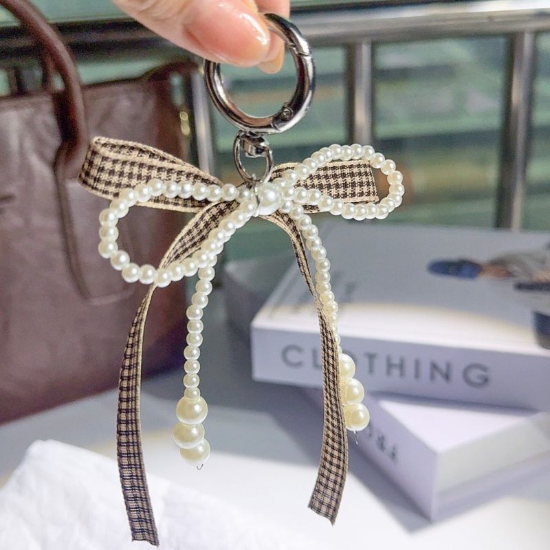 Cadena Para Bolso Con Lazo De Cuentas De Perlas De Metal