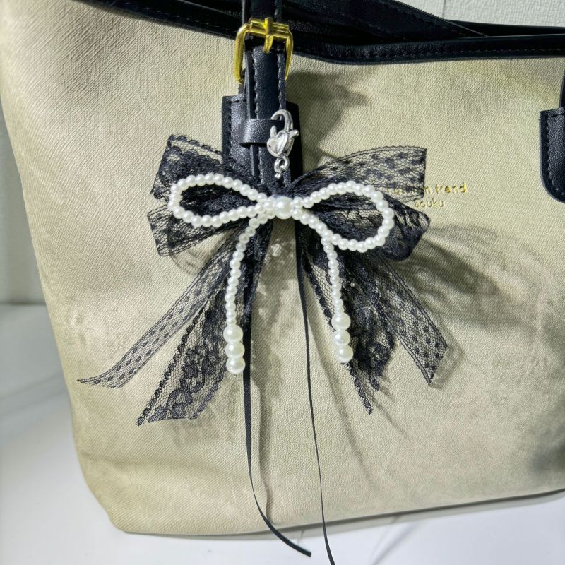 Cadena Para Bolso Con Lazo De Cuentas De Perlas De Metal