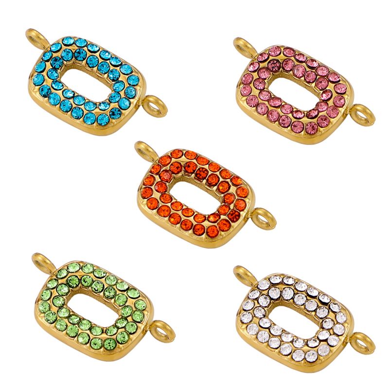 Colgante Cuadrado De Acero Inoxidable Con Diamantes (sin Cadena)