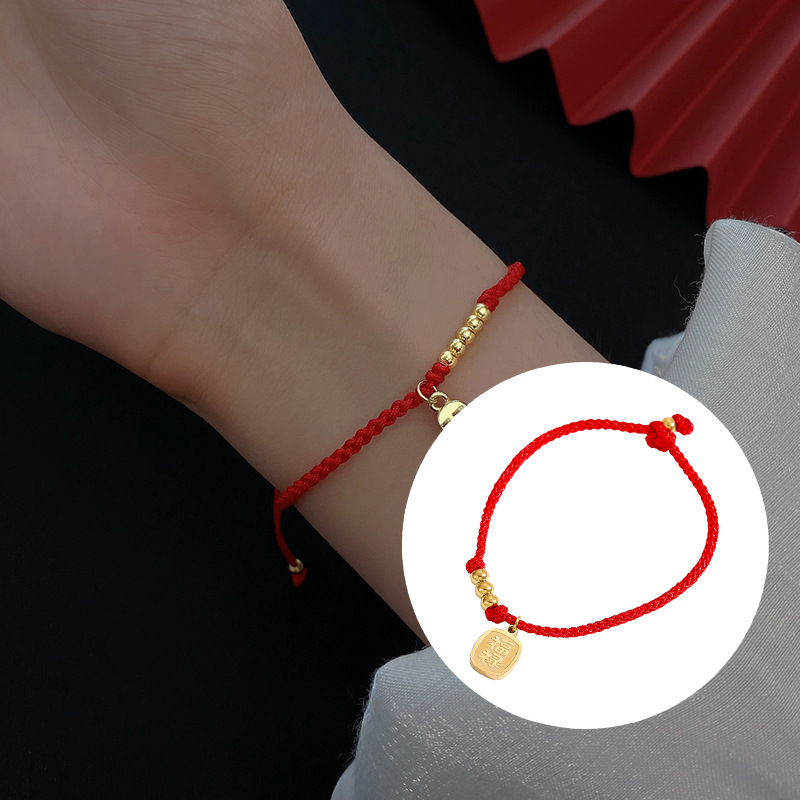 Pulsera De Cordón Con Cuentas Geométricas