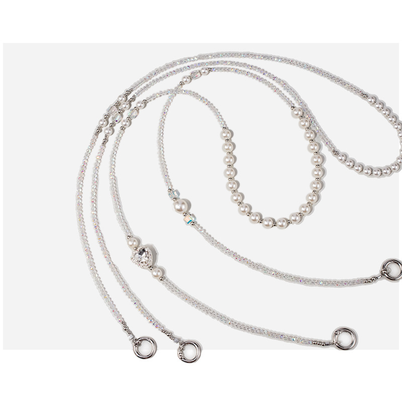 Long Mobile Phone Lanyard Type 2 + Clip (about 120cm) Pearl Beaded Crossbody Mobile Phone Chain