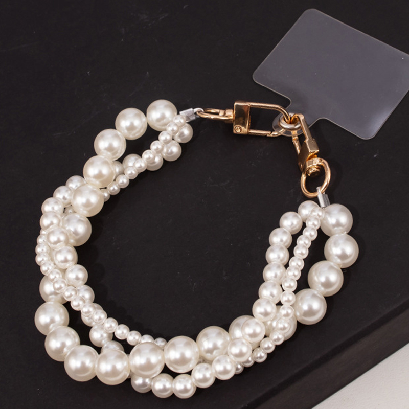 30cm Pearl Hand Chain (with Mobile Phone Clip) Pearl Beaded Multi-layer Mobile Phone Chain