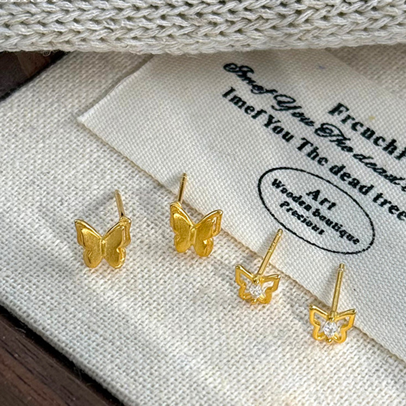 Pendientes De Mariposa De Doble Capa En Plata 3d