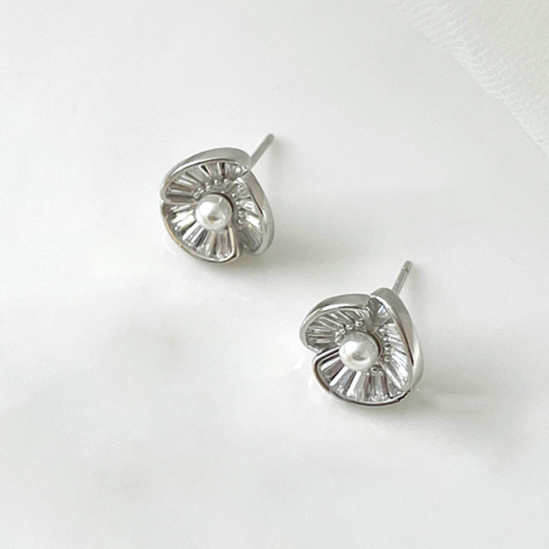 Pendientes De Perla Con Hoja De Loto De Plata