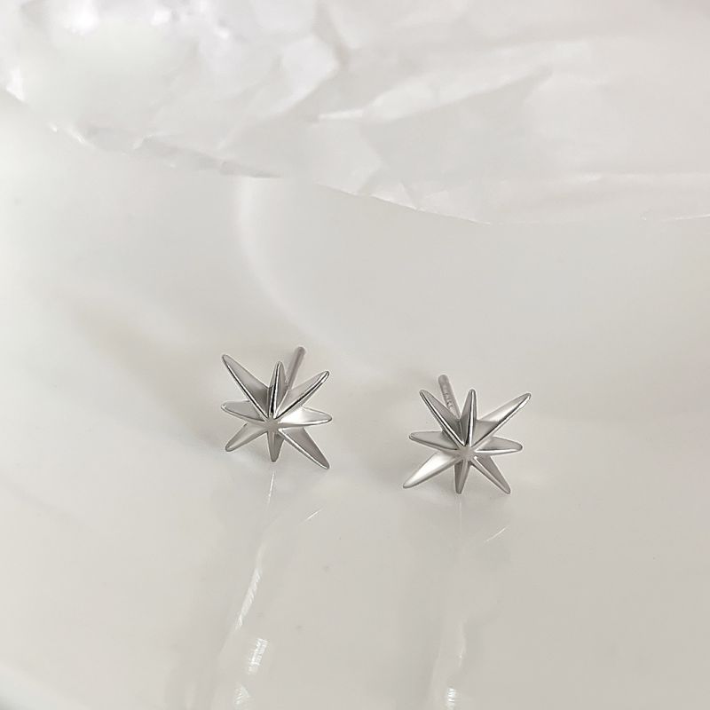 Pendientes De Estrella De Ocho Puntas De Plata