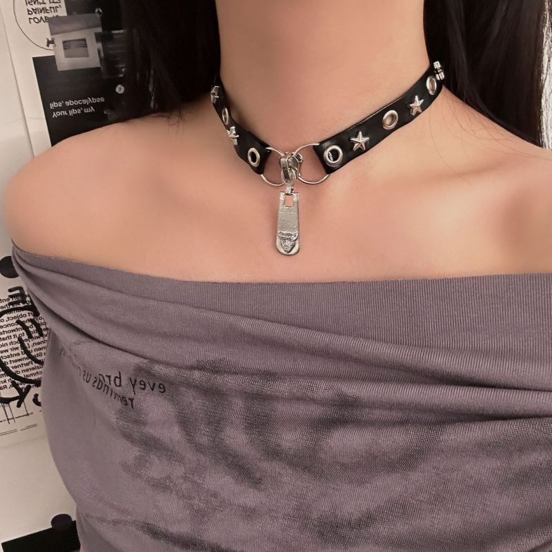 Cuello Con Cremallera Y Cabeza De Leopardo De Aleación