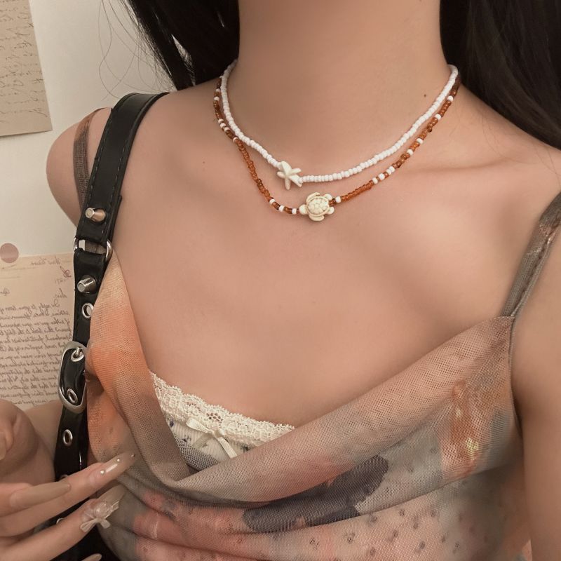 Collar De Cuentas De Arroz De Colores Con Forma De Estrella De Mar