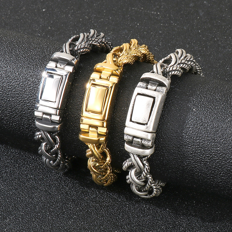 Pulsera Trenzada De Acero Y Titanio Para Hombre