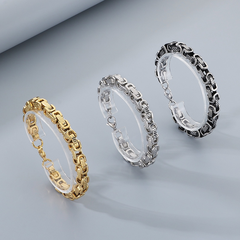 Pulsera De Hombre Con Cadena De Sarga De Acero Y Titanio