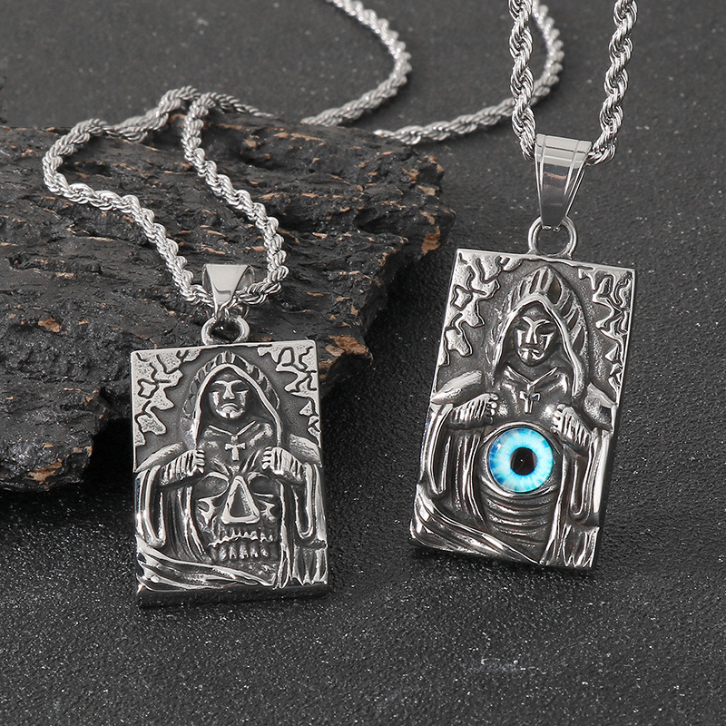 Collar De Cadena Geométrica De Acero Y Titanio Para Hombre.