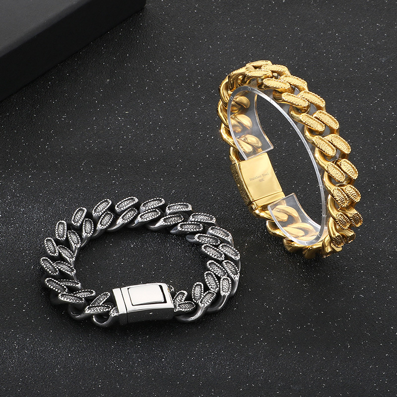 Pulsera Geométrica De Acero Y Titanio Para Hombre