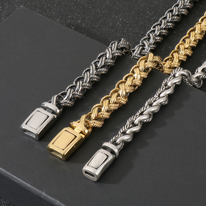 Collar De Cadena De Quilla Trenzada Para Hombre