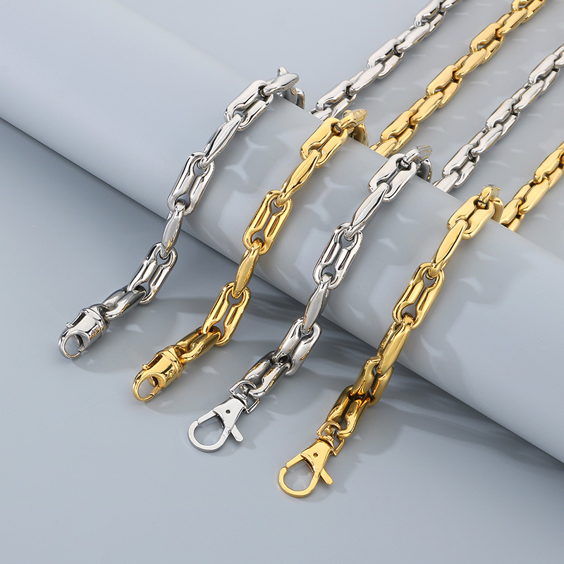 Pulsera De Acero Inoxidable Con Cadena Geométrica Para Hombre