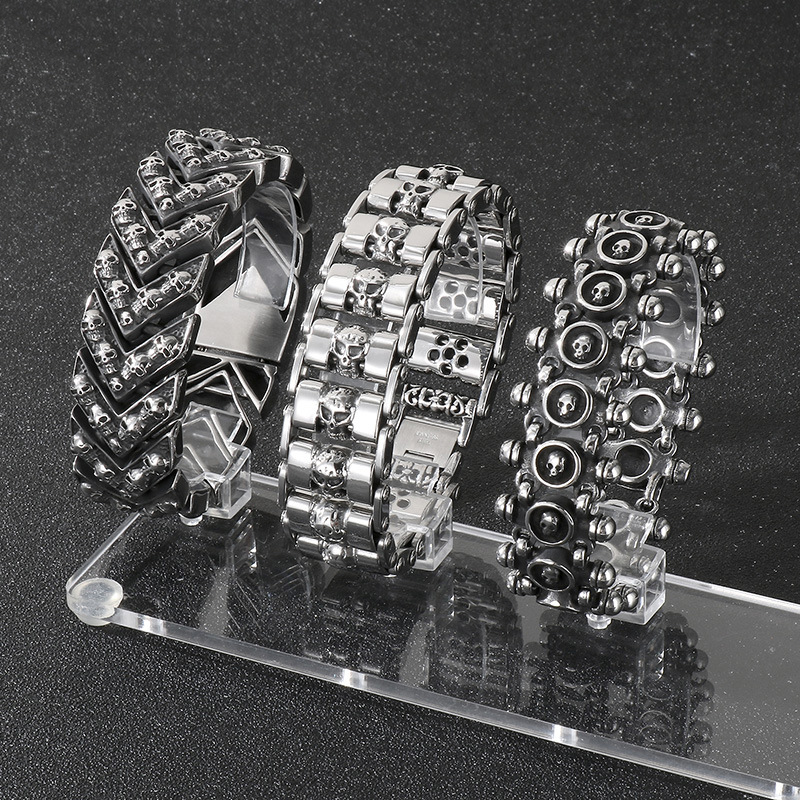 Pulsera De Calavera De Acero De Titanio Para Hombre