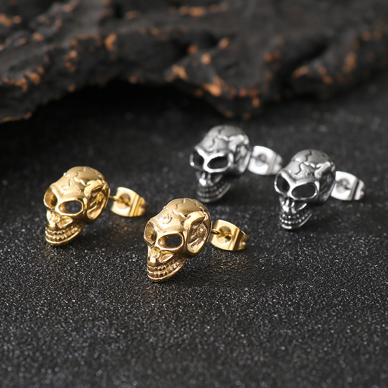 Pendientes De Calavera De Acero Inoxidable Para Hombre