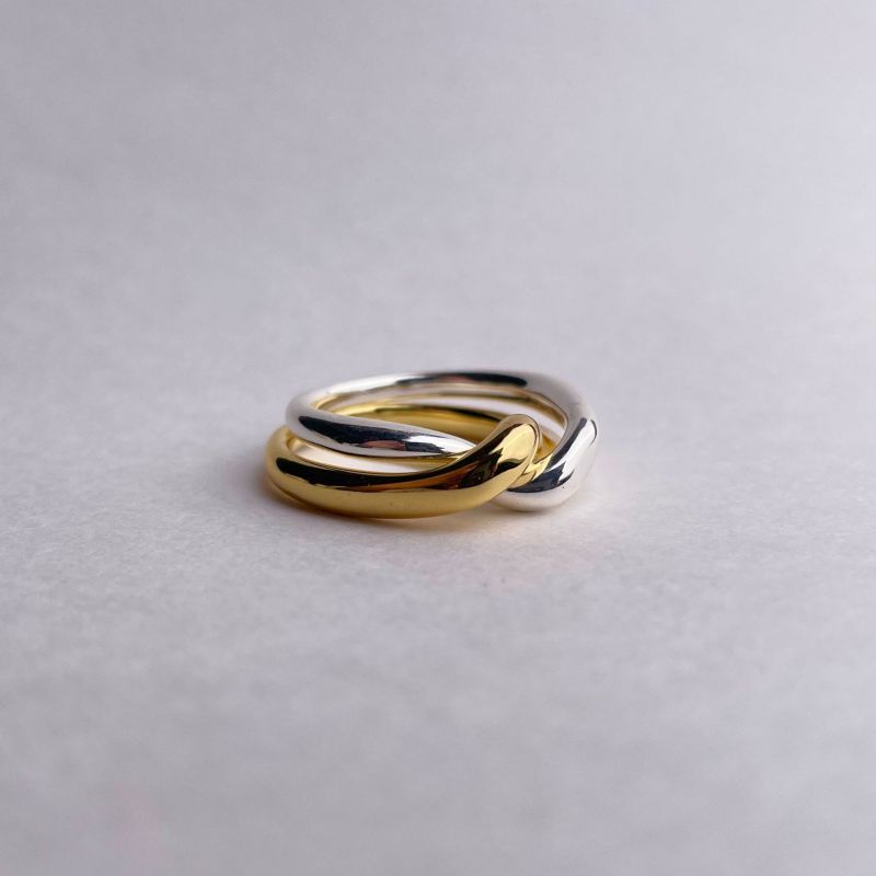 Gold And Silver Color No. 8 Copper Color-blocked Round Ring