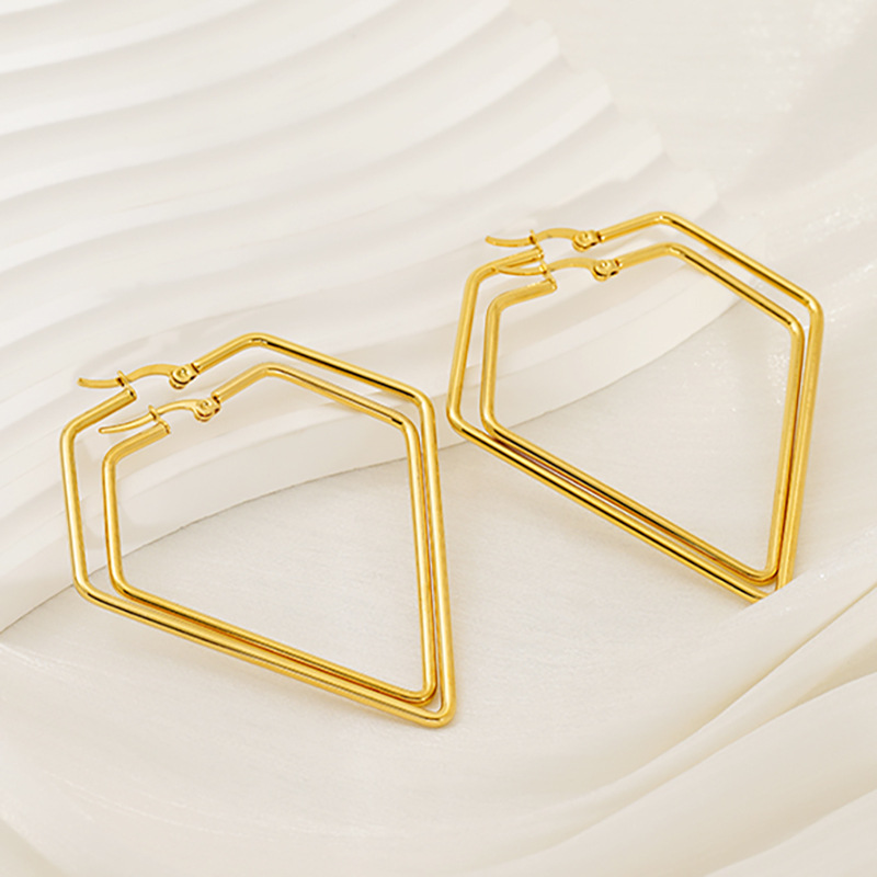 60*67mm Stainless Steel Polygonal Earrings