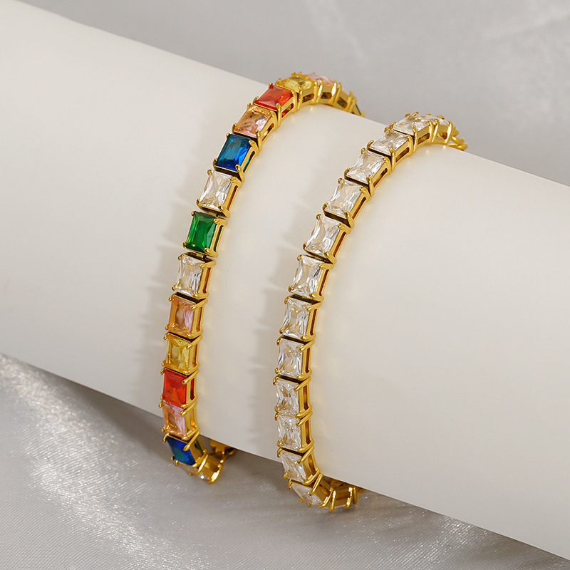 Color Titanium Steel Square Zirconium Bracelet