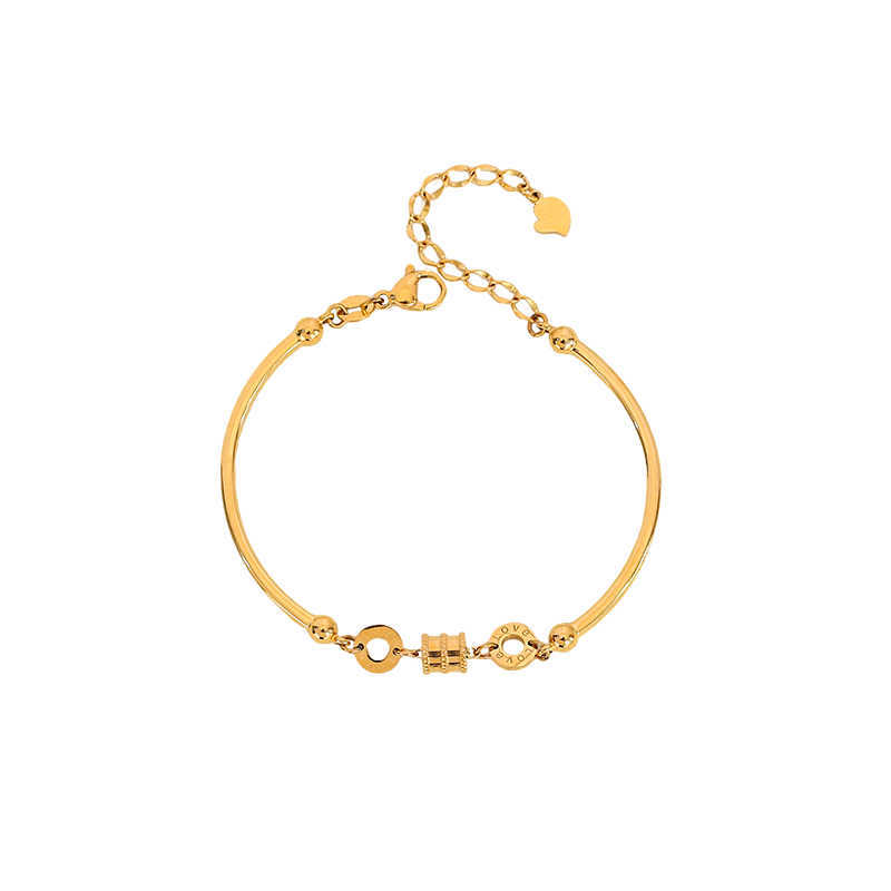 Gold Titanium Steel Geometric Ring Bracelet