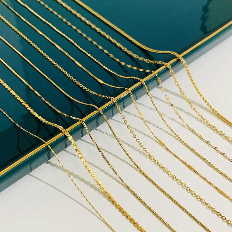 Gold Razor Chain Titanium Steel Chain Necklace