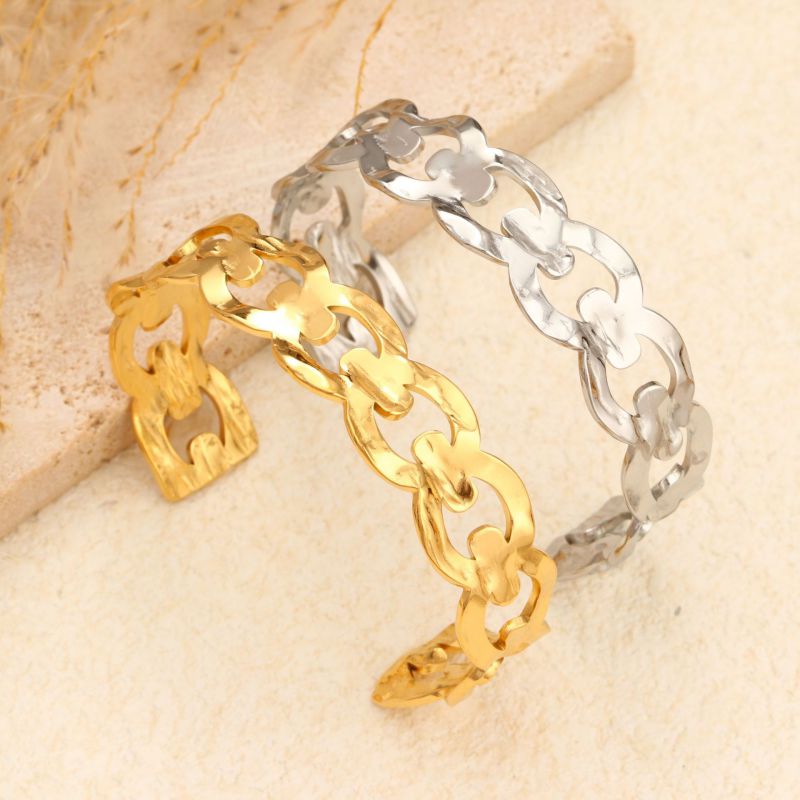 Steel Chain Hollow Open Bracelet