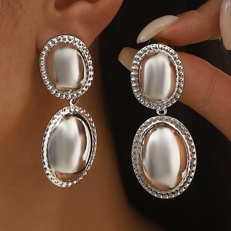 Love White K Metal Heart Teardrop Earrings
