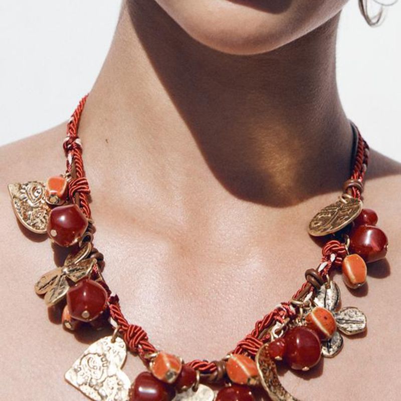 Collar De Cadena De Aleación Con Forma De Corazón Y Pétalos De Luna