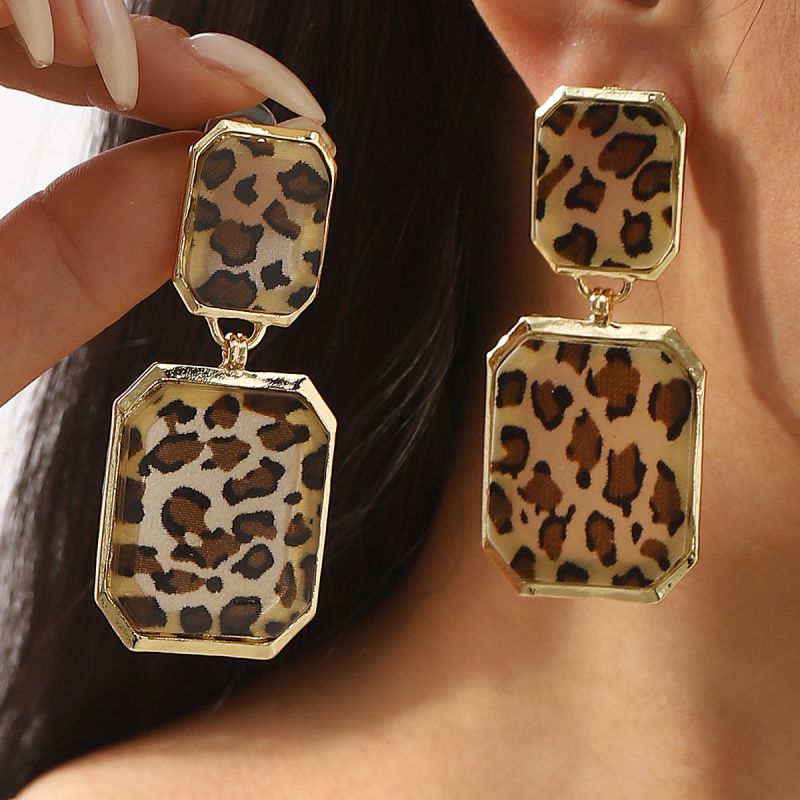 Water Drop Alloy Leopard Drop Earrings