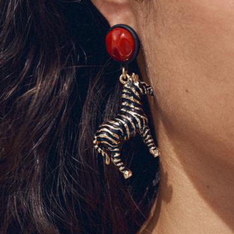 Zebra Alloy Oil Drop Zebra Earrings