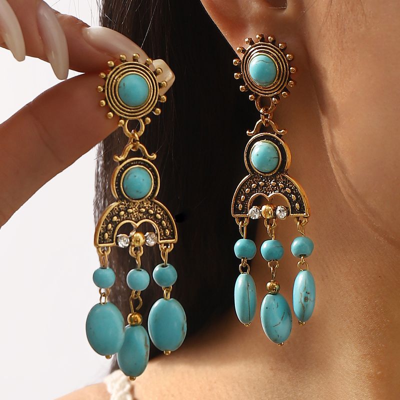 White K Alloy Pine Tassel Earrings