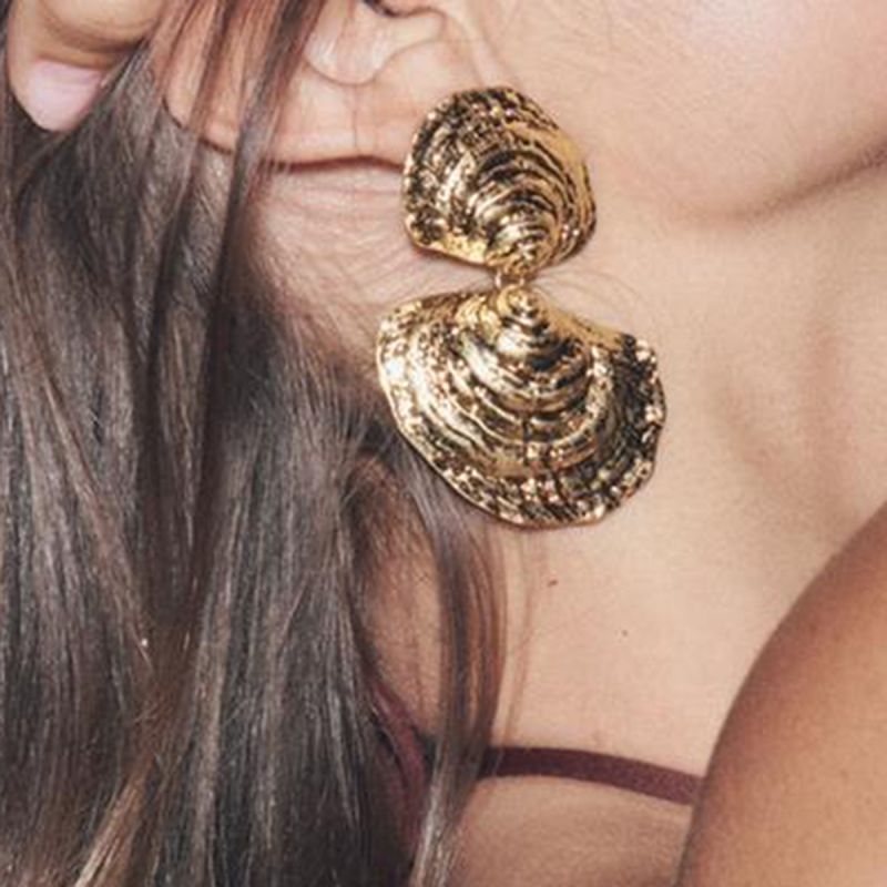 White K Alloy Texture Irregular Earrings