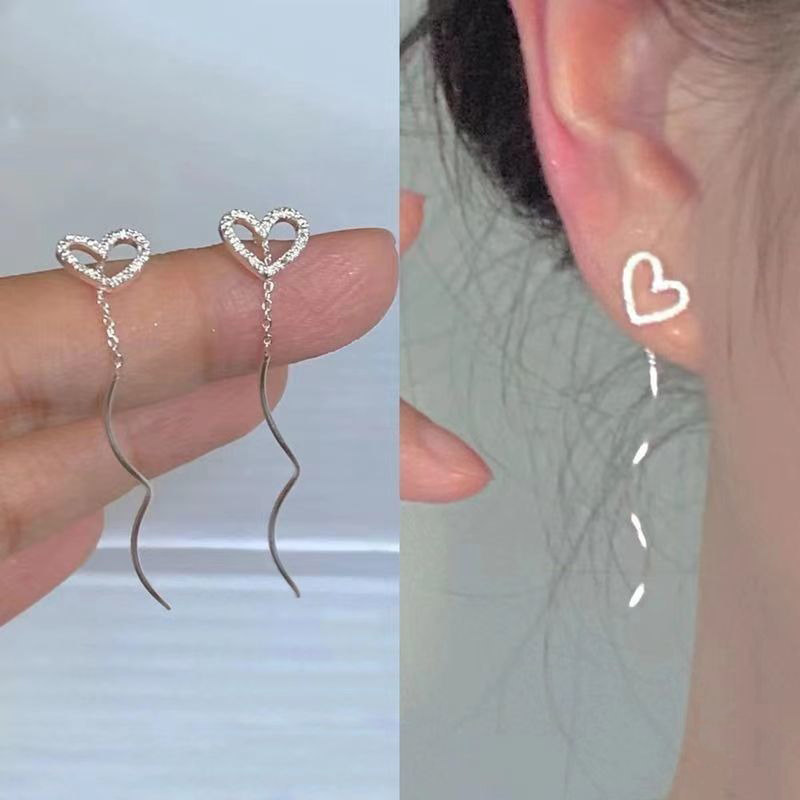 Pendientes De Onda De Corazón Hueco