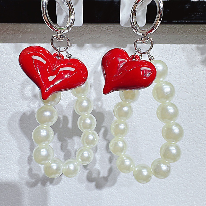 Llavero De Corazón Con Cuentas De Perlas Acrílicas