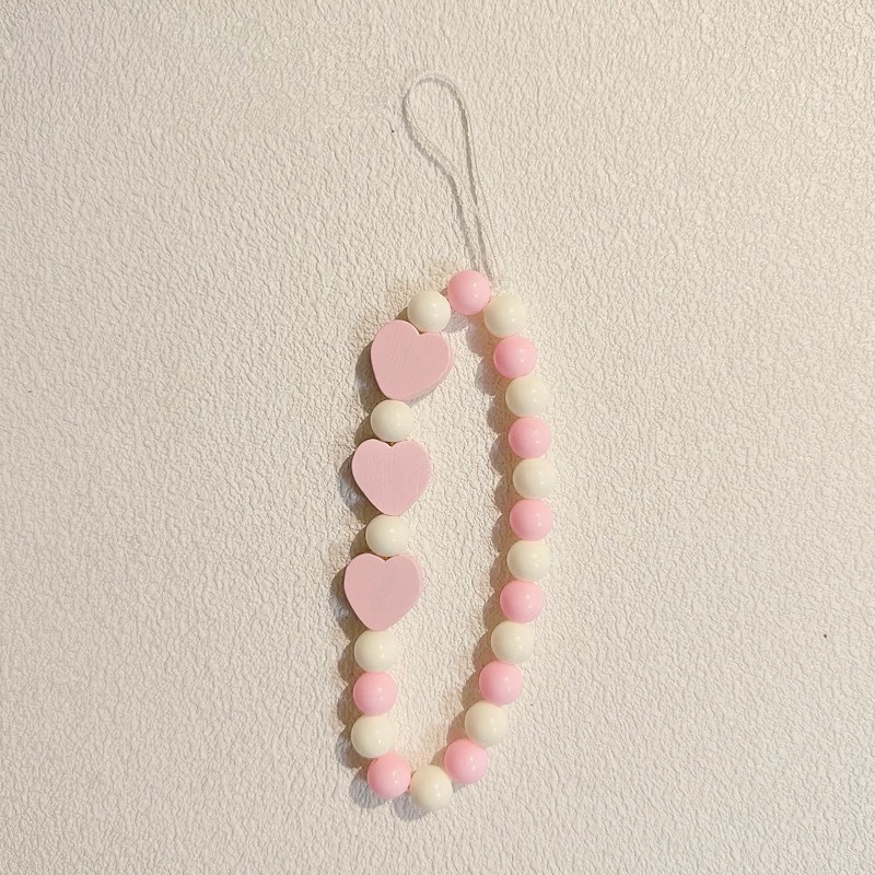 Cordón Para Teléfono Móvil Con Forma De Corazón Y Cadena De Cuentas