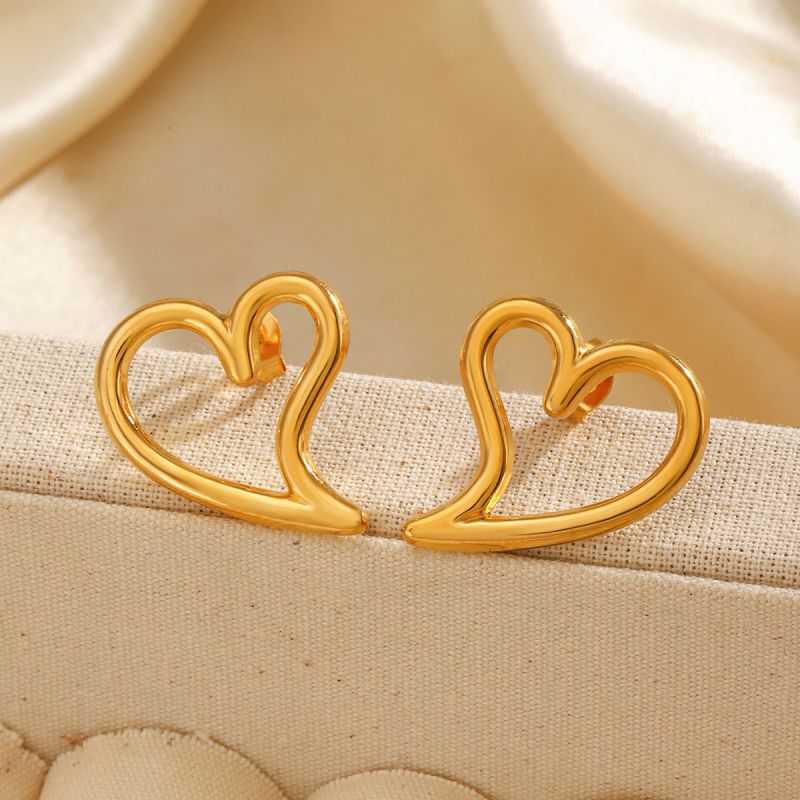 Pendientes De Corazón De Acero Inoxidable