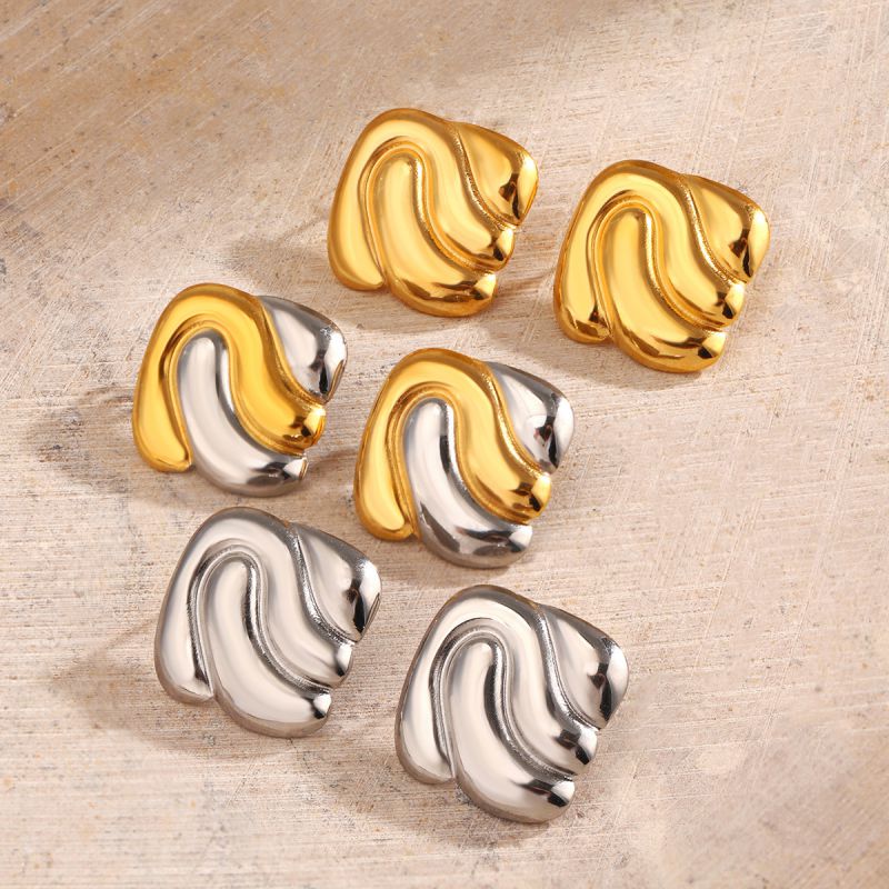 Pendientes Cuadrados Geométricos De Acero Inoxidable