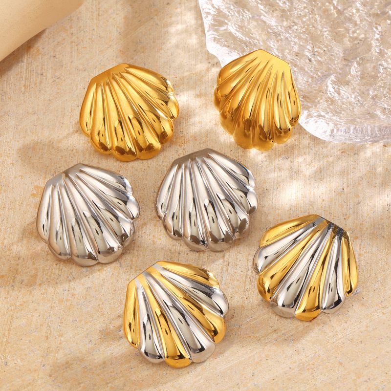 Pendientes De Concha De Acero Inoxidable