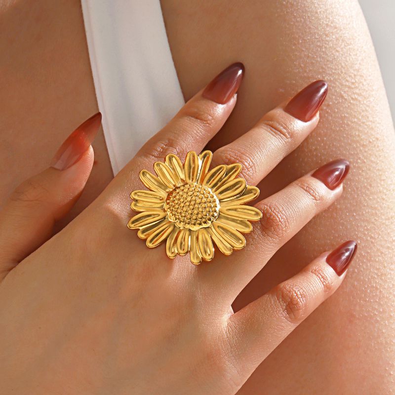 Anillo De Girasol De Acero Inoxidable