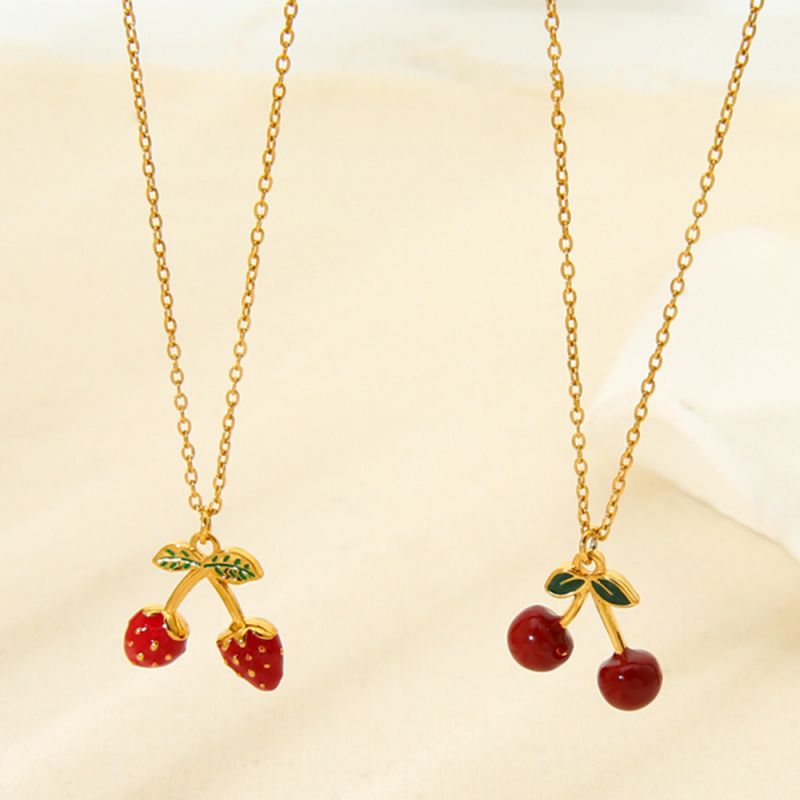 Collar De Cerezas De Acero Inoxidable