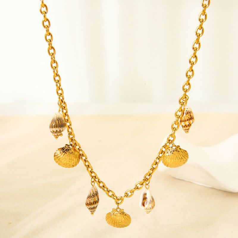 Collar Con Colgante De Caracola De Acero Inoxidable
