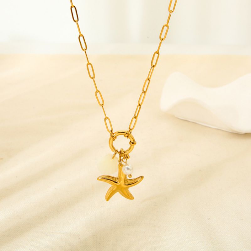 Collar De Estrella De Mar De Acero Inoxidable