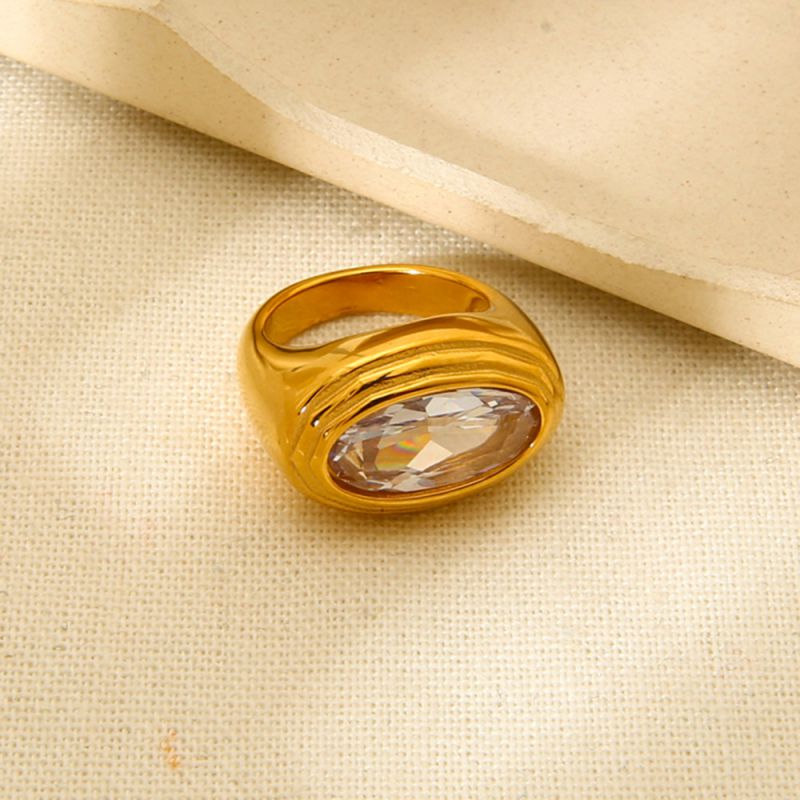 Anillo De Circonio Ovalado De Acero Inoxidable