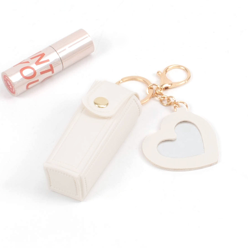 Mini Bolsa De Almacenamiento Con Espejo De Corazón De Pu